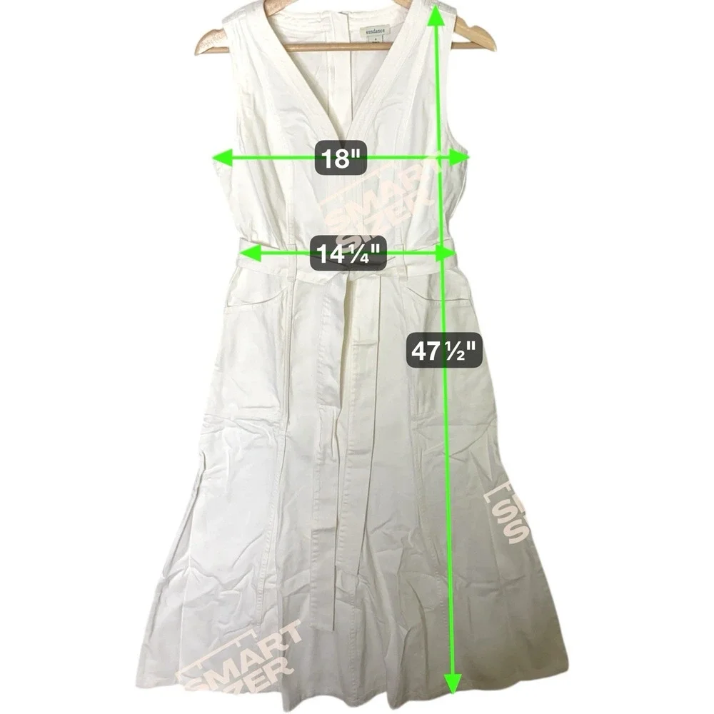 Sundance Poppy Denim Dress 4 White Western Coastal Cowgirl Casual Chic Cottage - Picture 4 of 9